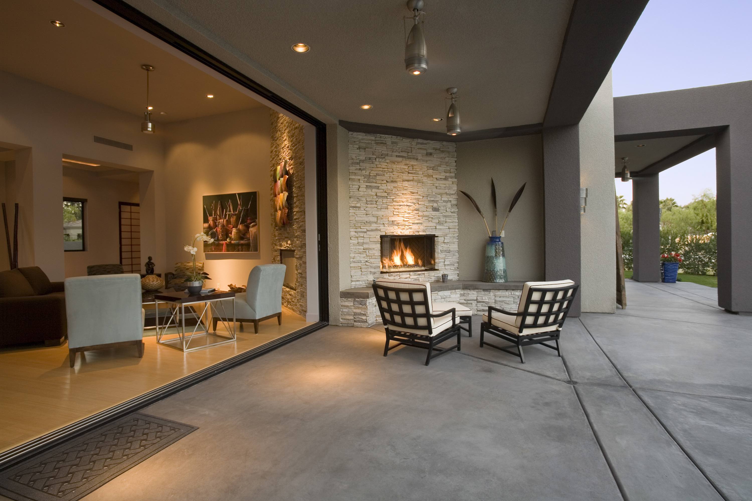 modern backyard area